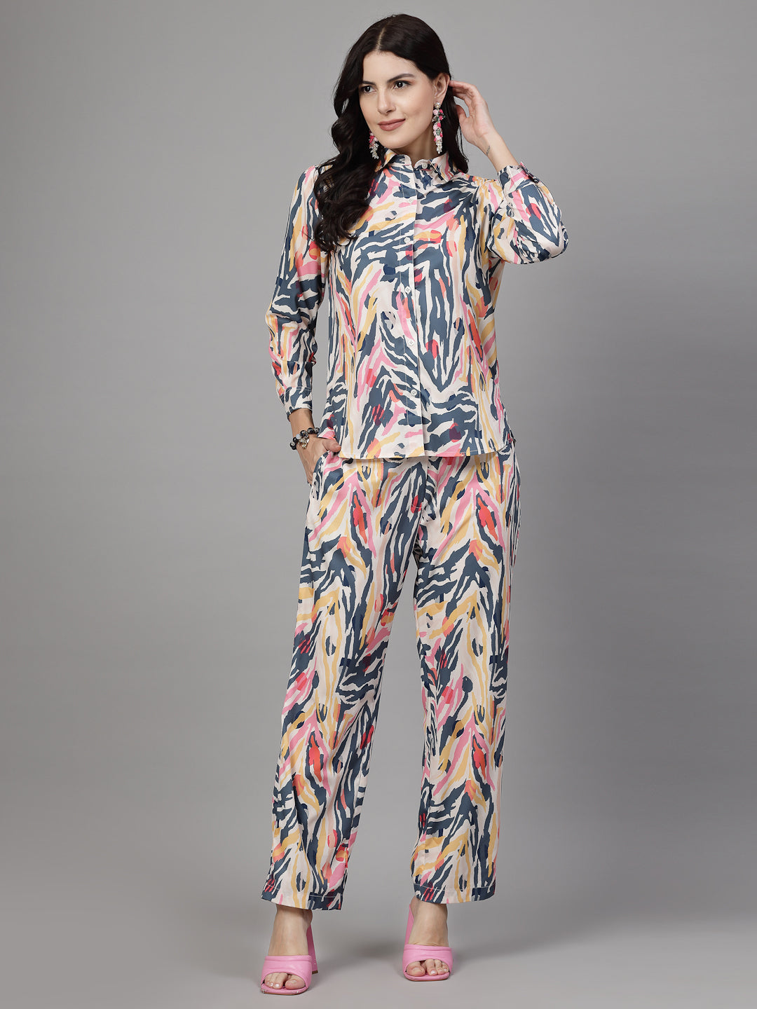 Abstract Printed Shirt with Pant-JEFF COOPER