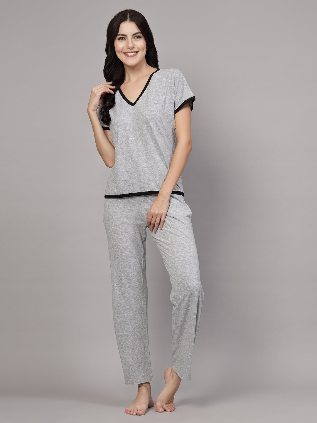 Grey Cotton Jersey Set-JEFF COOPER