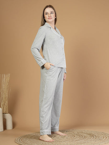 Grey Cotton Millange Co-ords Set-JEFF COOPER