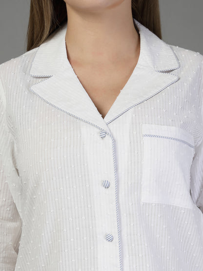 Soft cotton plumeti fabric corset in white colour-JEFF COOPER