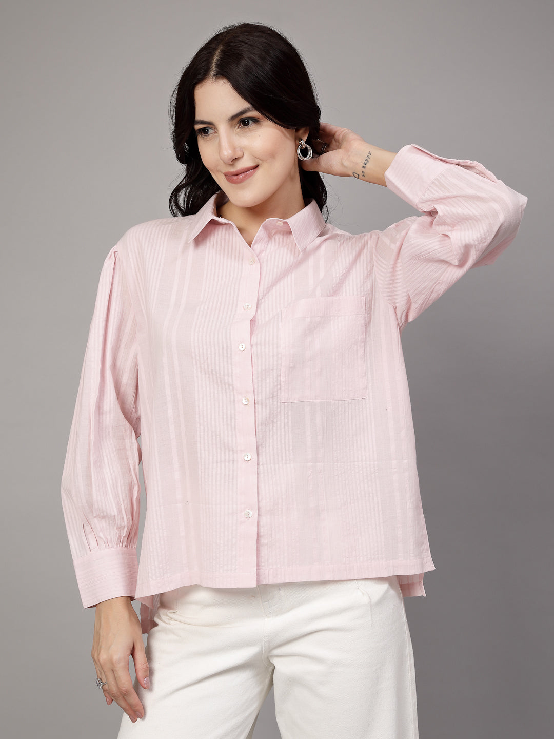 Oversized shirt in light peachish pink-JEFF COOPER