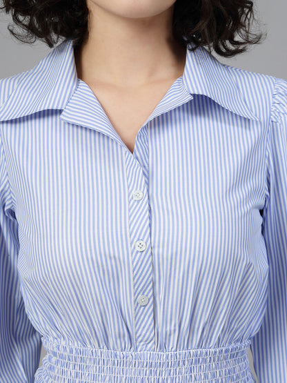 Blue stipe short top-JEFF COOPER