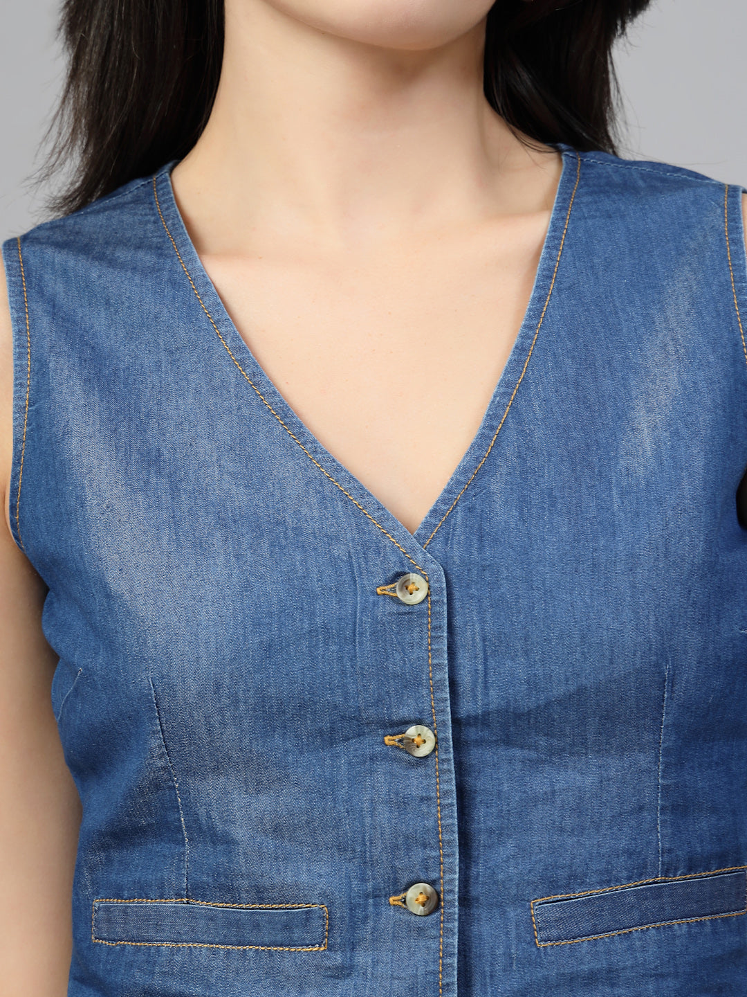 Blue Denim Waistcoat-JEFF COOPER