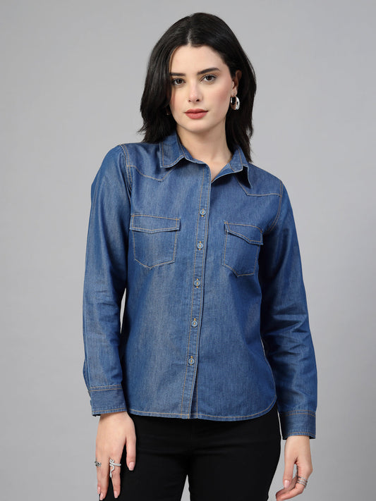 Classic denim shirt with a pointed collar-JEFF COOPER