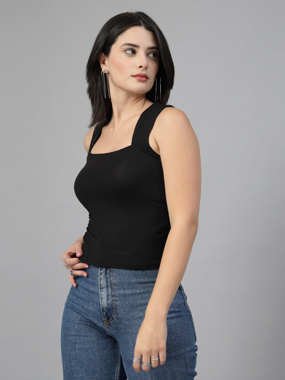 Sweet heart neck and side seam gathers at waist-JEFF COOPER
