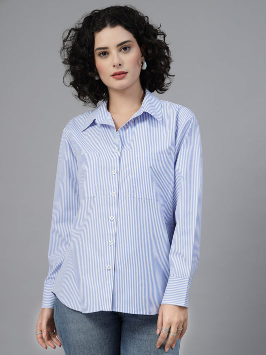 Blue striped relaxed shirt-JEFF COOPER