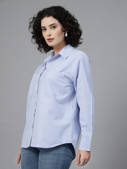 Blue striped relaxed shirt-JEFF COOPER