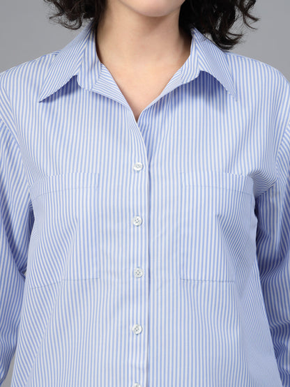 Blue striped relaxed shirt-JEFF COOPER