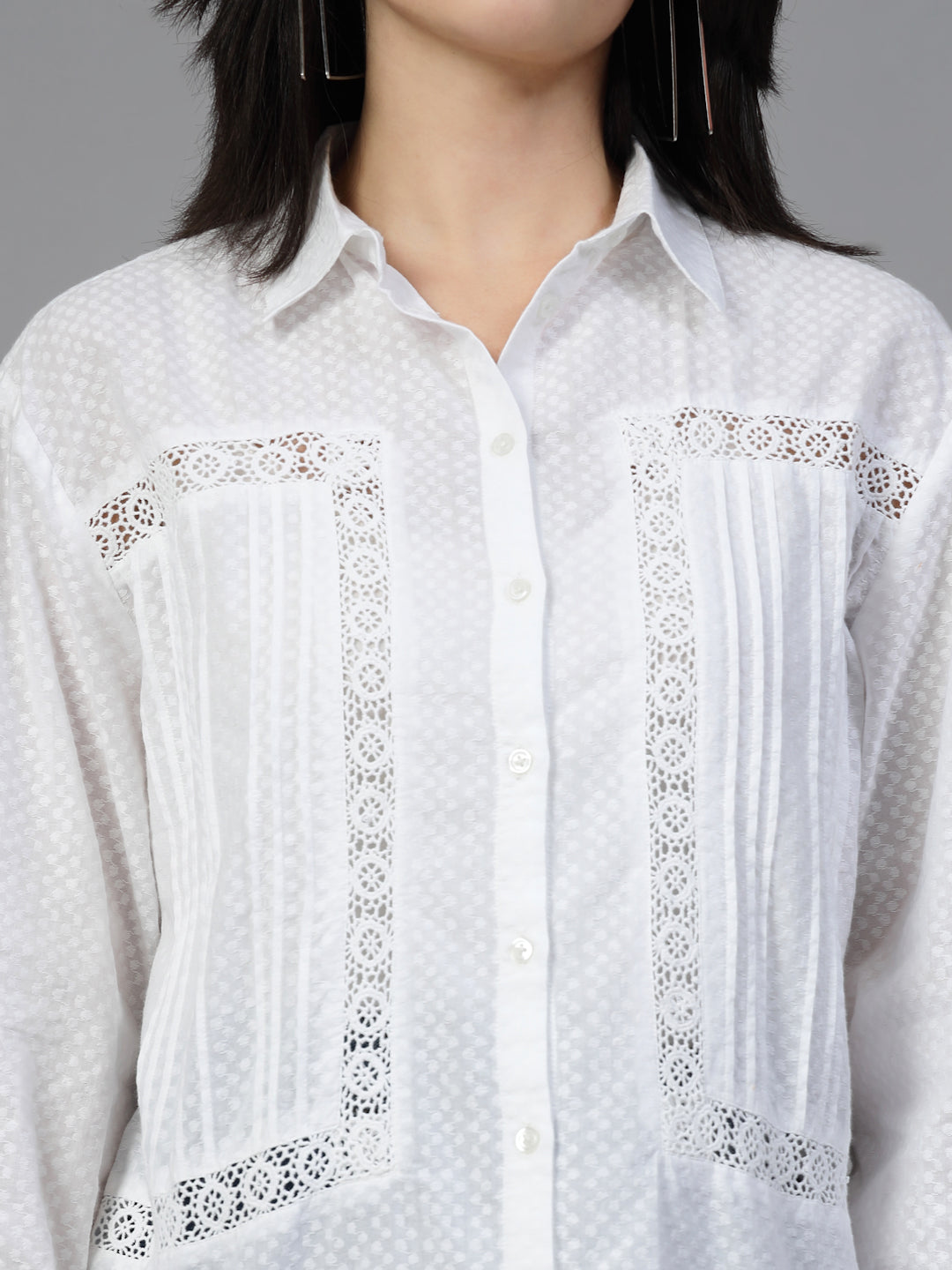 White Self Design Shirt-JEFF COOPER