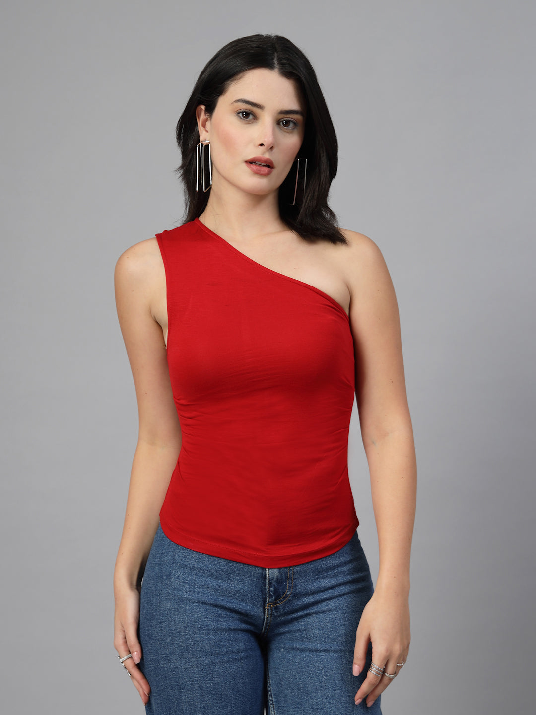 Lycra one sided shoulder top-JEFF COOPER