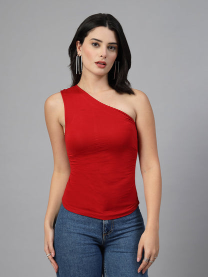 Lycra one sided shoulder top-JEFF COOPER