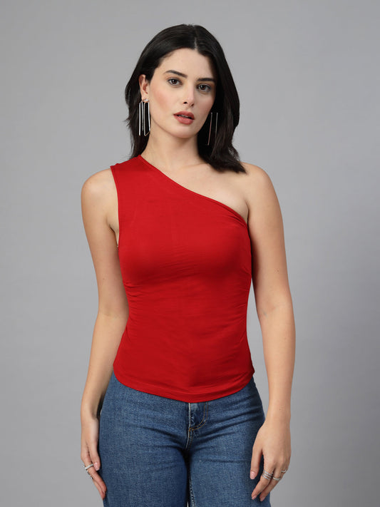 Lycra one sided shoulder top-JEFF COOPER