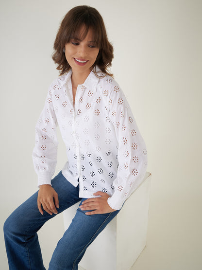 Cut-out embroidery shirt