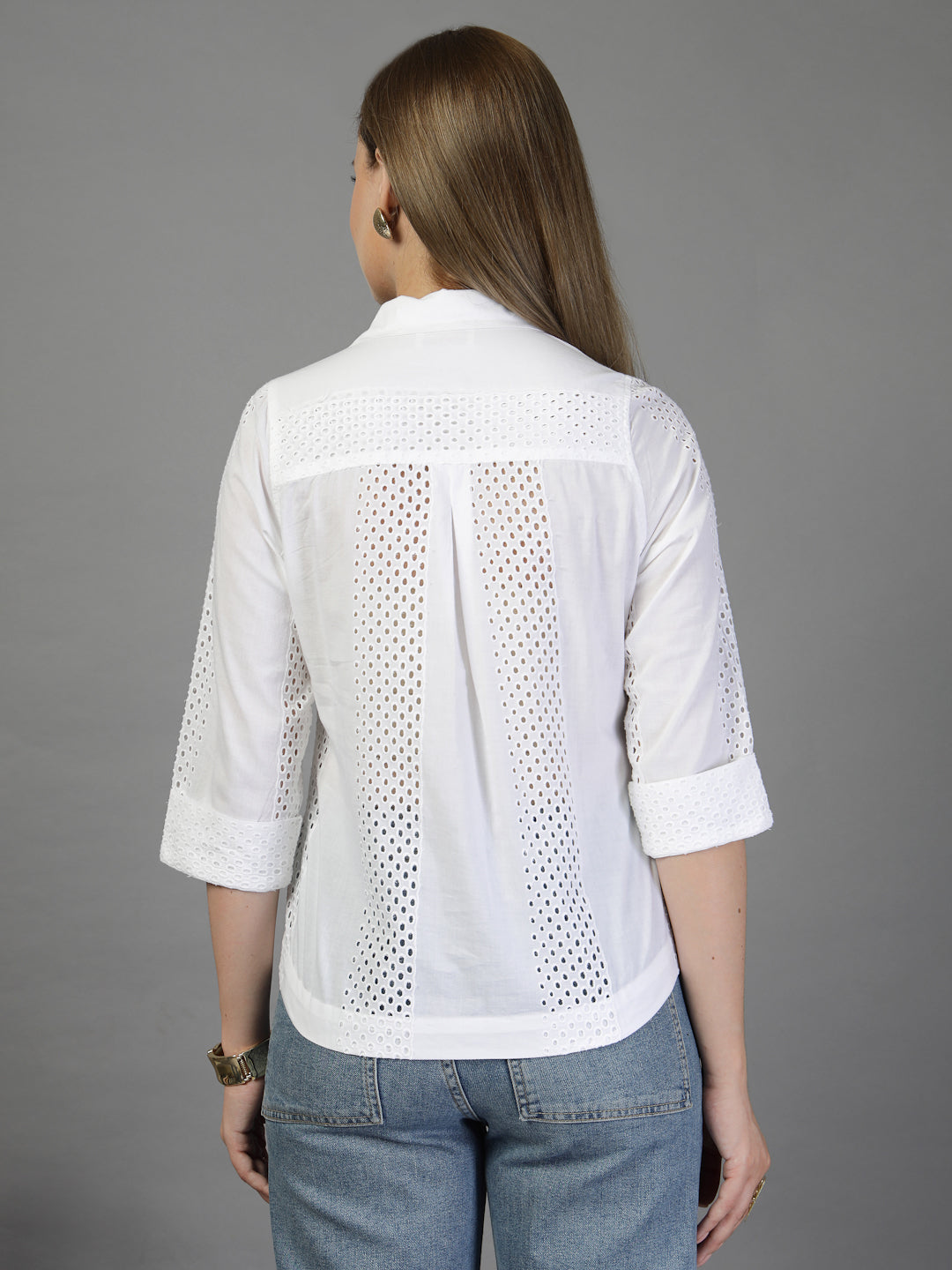 Self Embroidered Short Regular Fit Shirt-JEFF COOPER