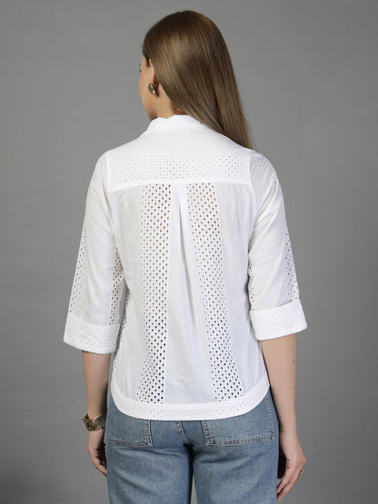 Self Embroidered Short Regular Fit Shirt-JEFF COOPER