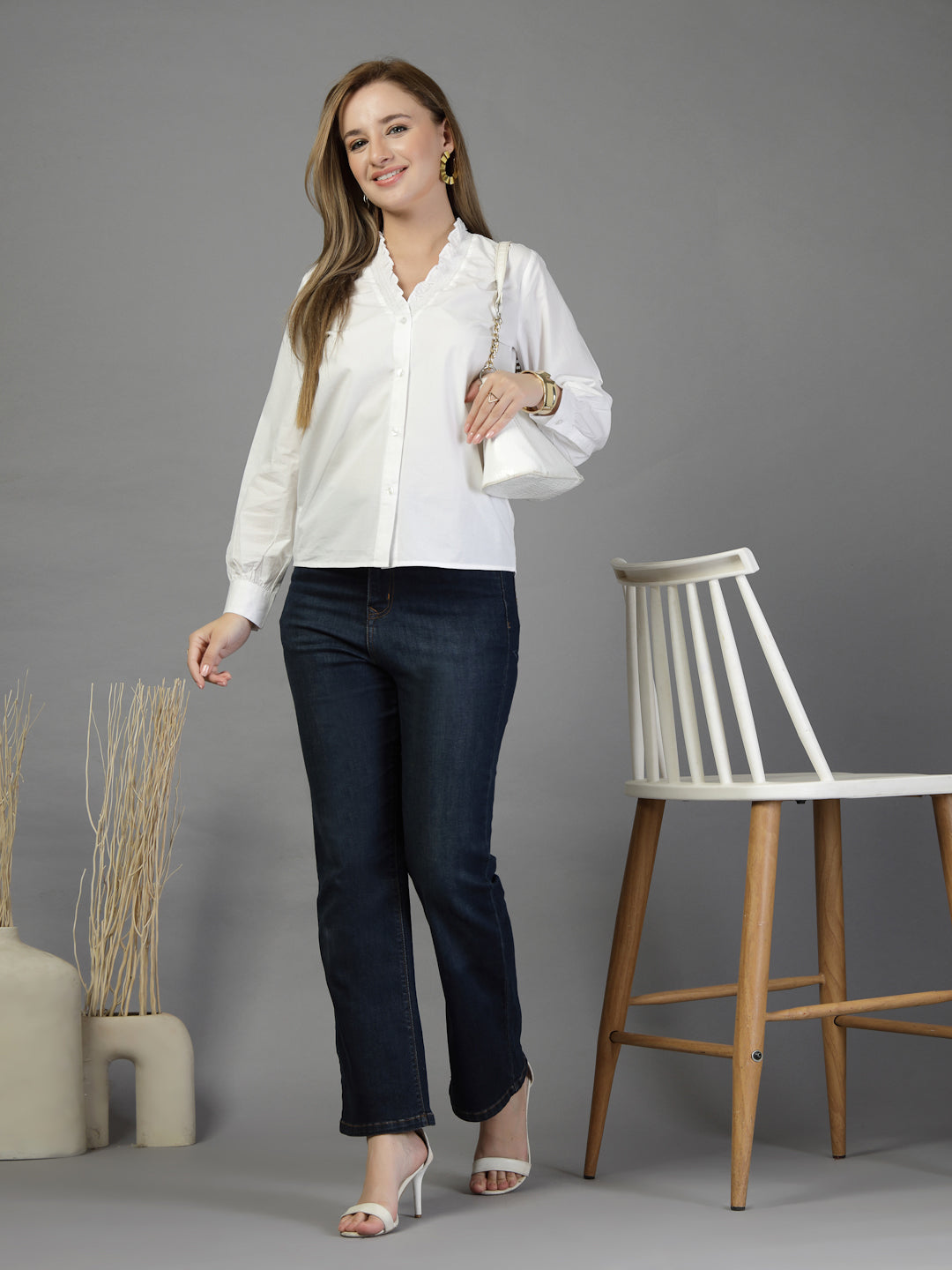 Frill and long sleeves top-JEFF COOPER