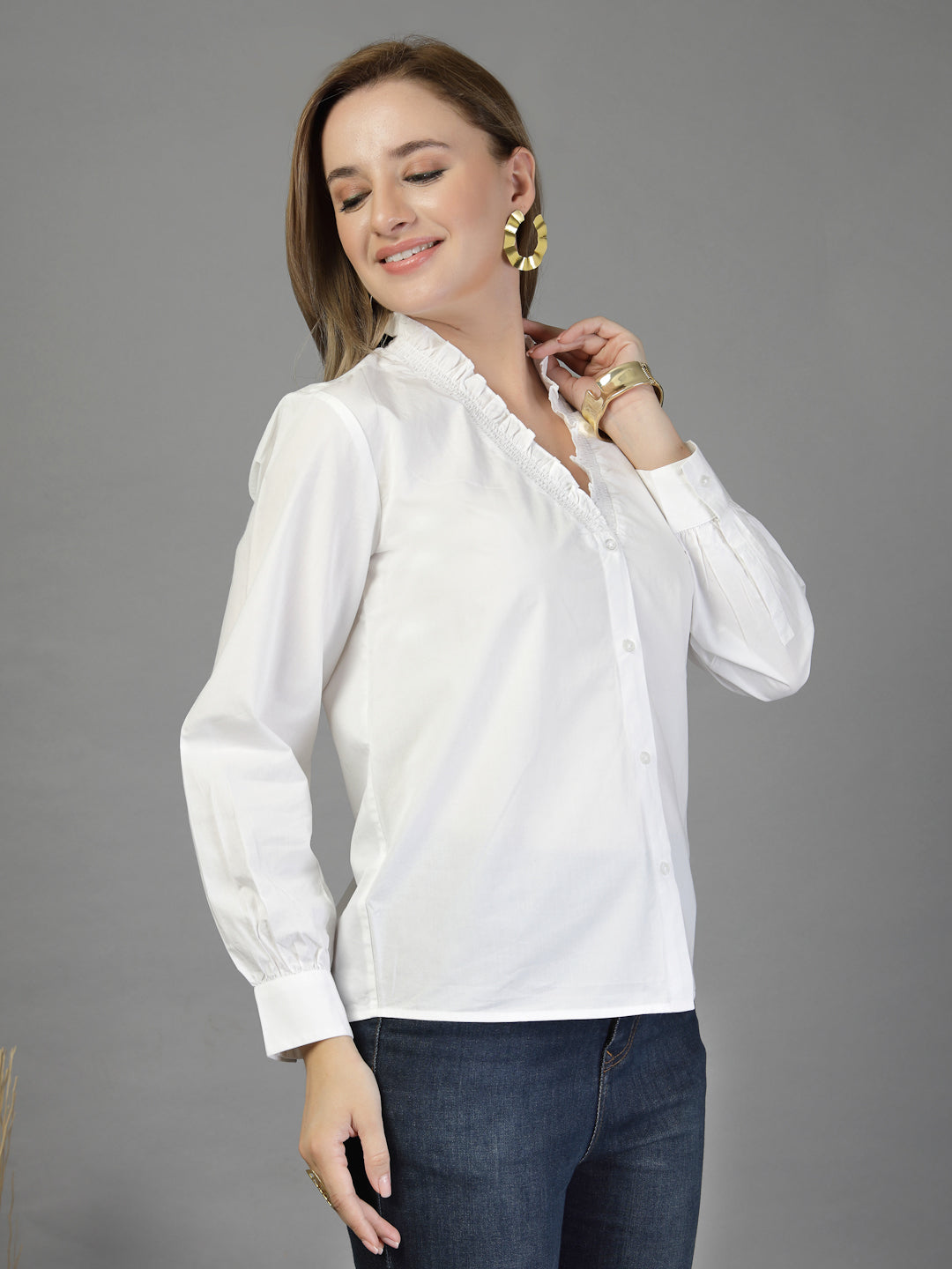 Frill and long sleeves top-JEFF COOPER