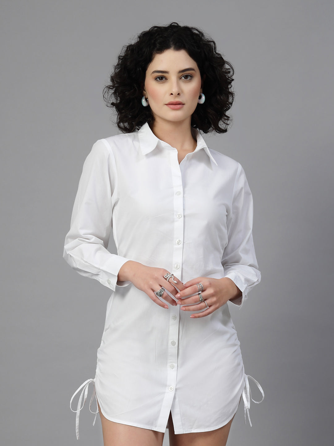 White fine cotton shirt dress -JEFF COOPER
