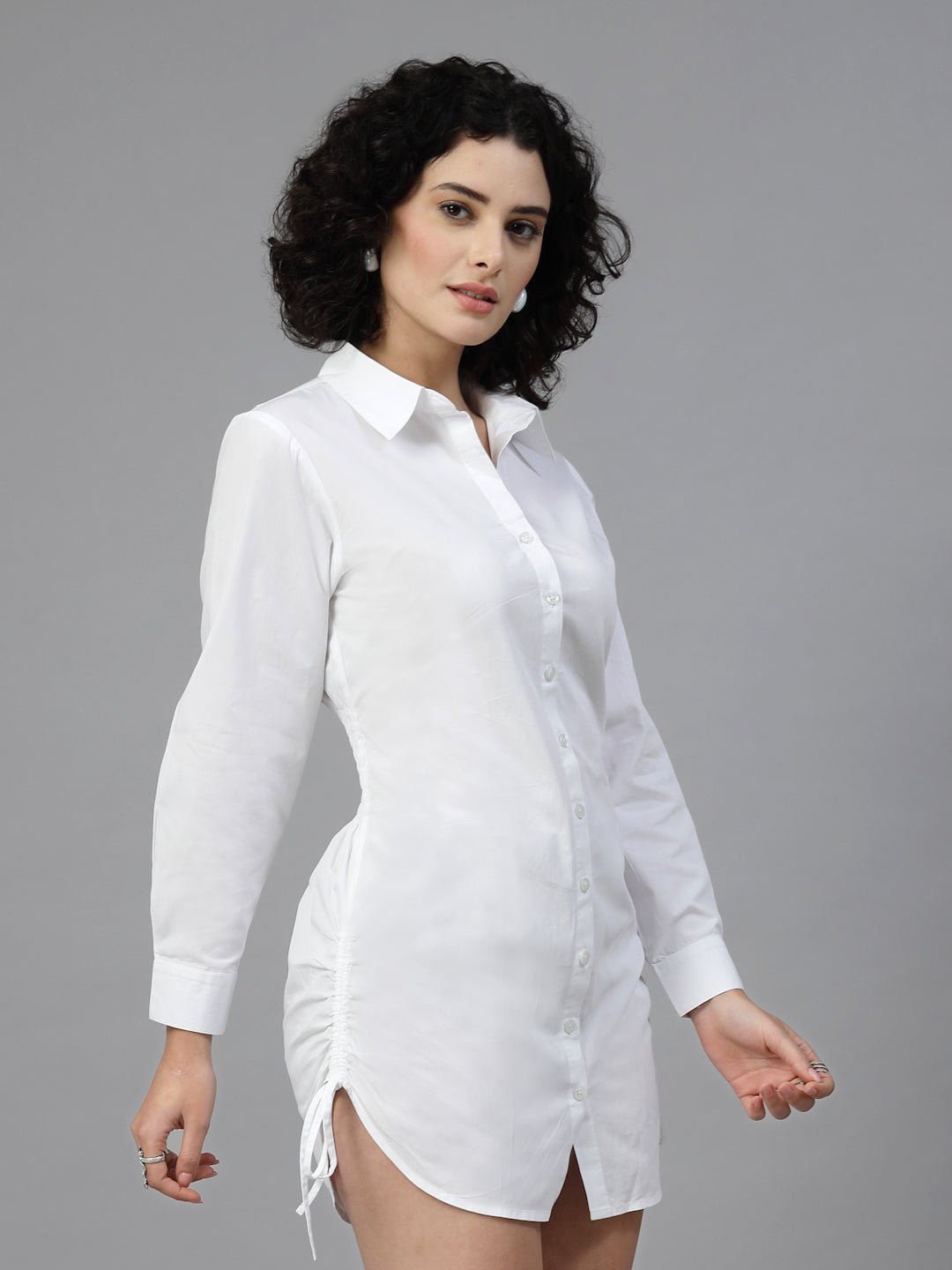 White fine cotton shirt dress -JEFF COOPER