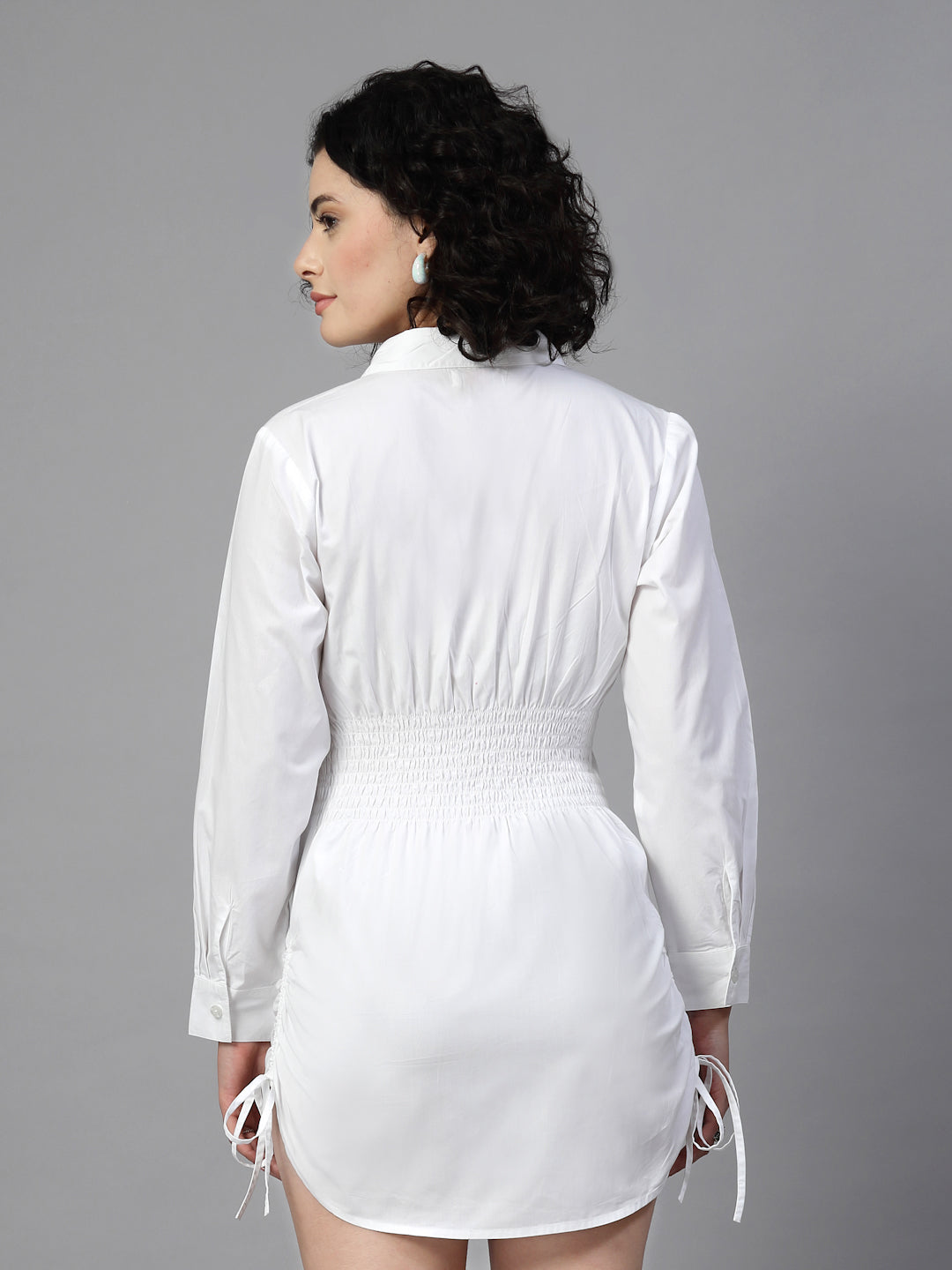 White fine cotton shirt dress -JEFF COOPER