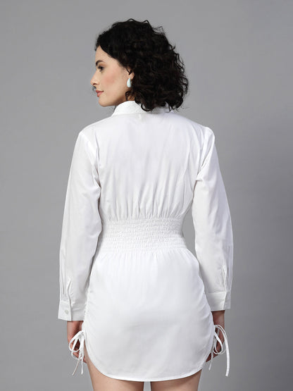 White fine cotton shirt dress -JEFF COOPER