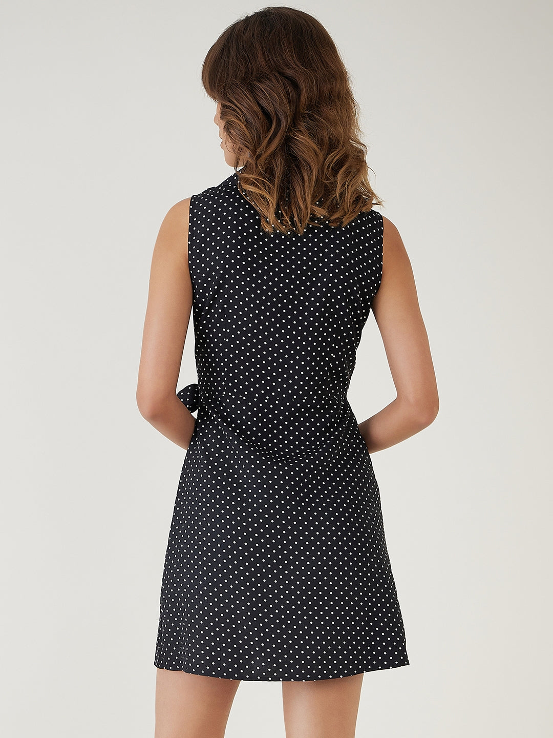 Black Polka Dot Wrap Dress-JEFF COOPER