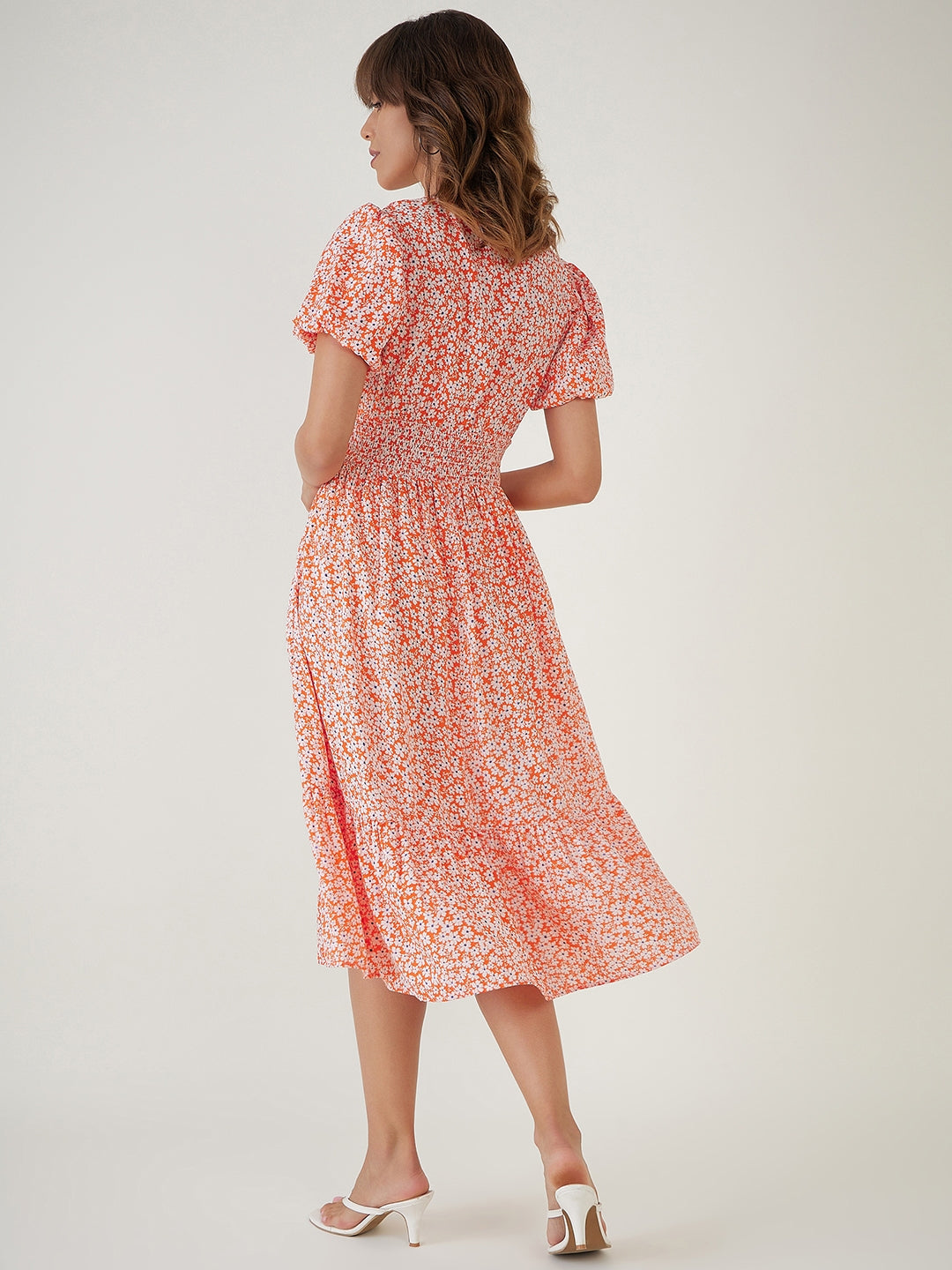 Floral Print Midi Dress-JEFF COOPER