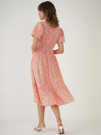 Floral Print Midi Dress-JEFF COOPER