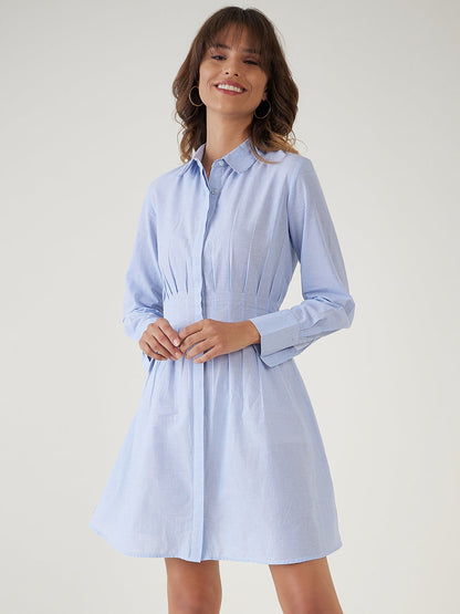 Blue oxford shirt dress-JEFF COOPER