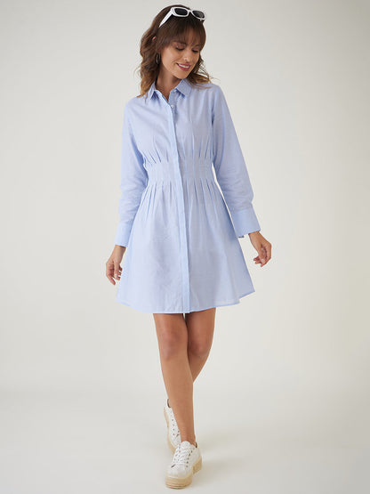 Blue oxford shirt dress-JEFF COOPER