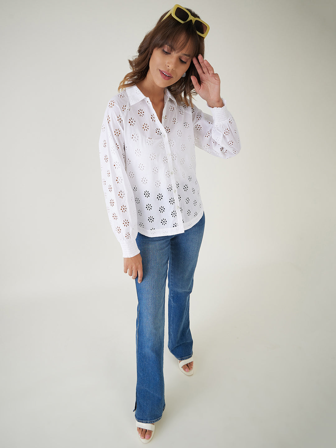 Cut-out embroidery shirt -JEFF COOPER