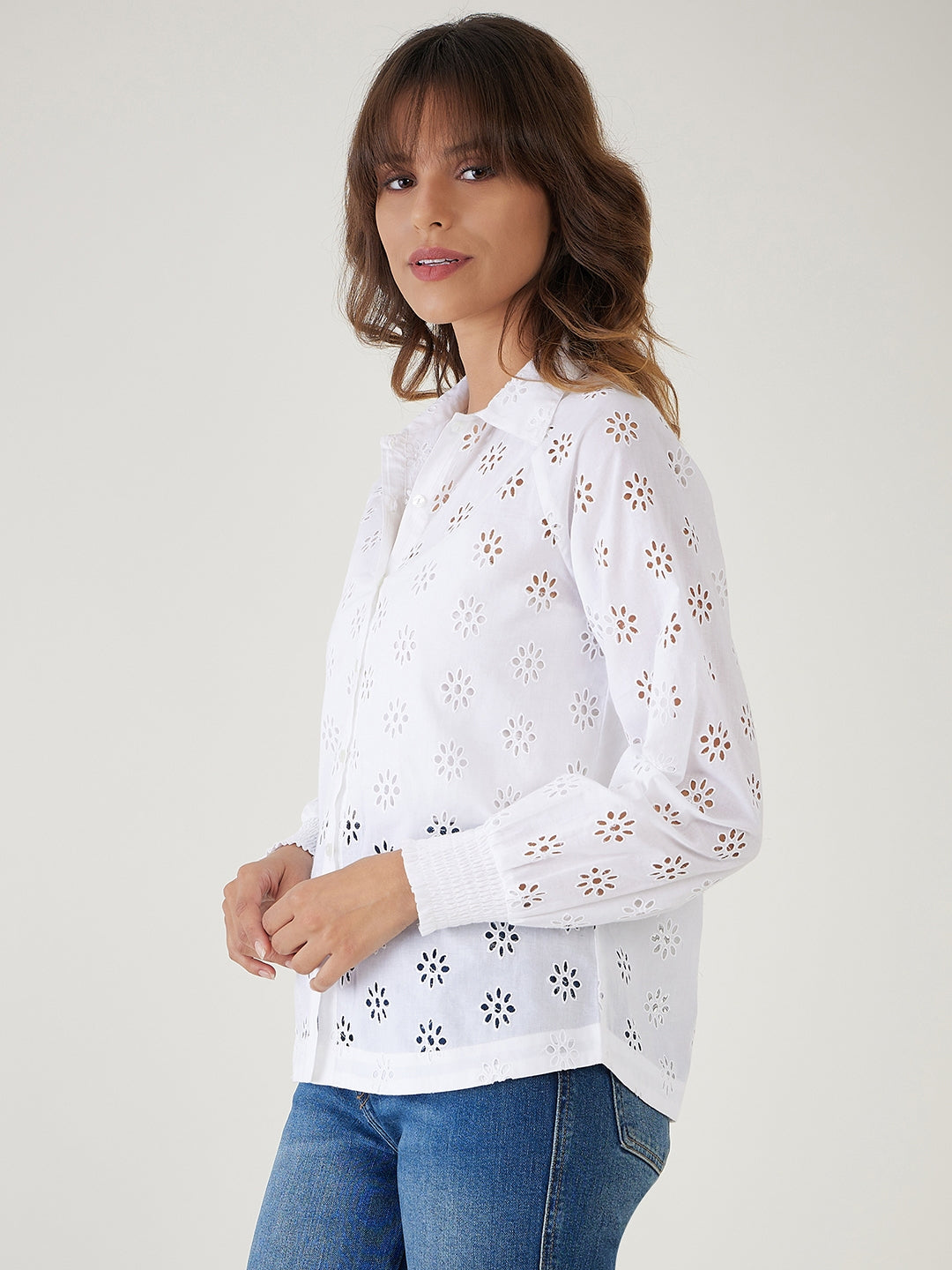 Cut-out embroidery shirt -JEFF COOPER