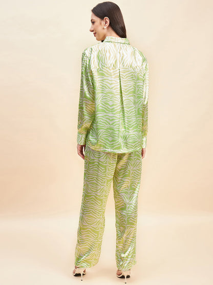Lime Satin Shirt With Trouser-JEFF COOPER